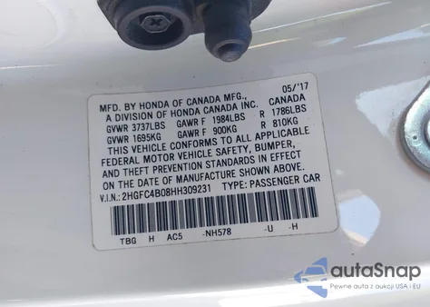 2017 Honda Civic Lx-P from USA, damaged, VIN 2HGFC4B08HH309231